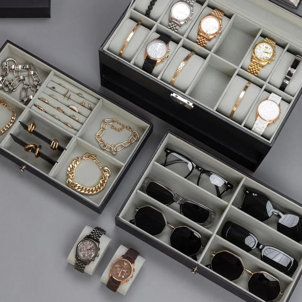 Coffret Montres & Bijoux 3 Niveaux - Luxe et Organisation au Maroc