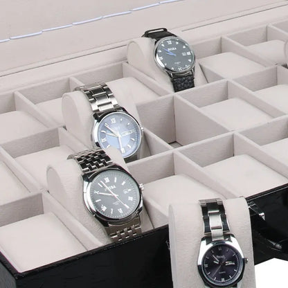 Boîte de Rangement Luxueuse et Élégante pour 24 Montres en Cuir PU