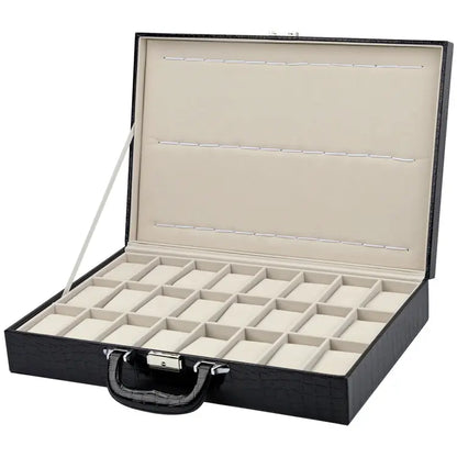 Boîte de Rangement Luxueuse et Élégante pour 24 Montres en Cuir PU