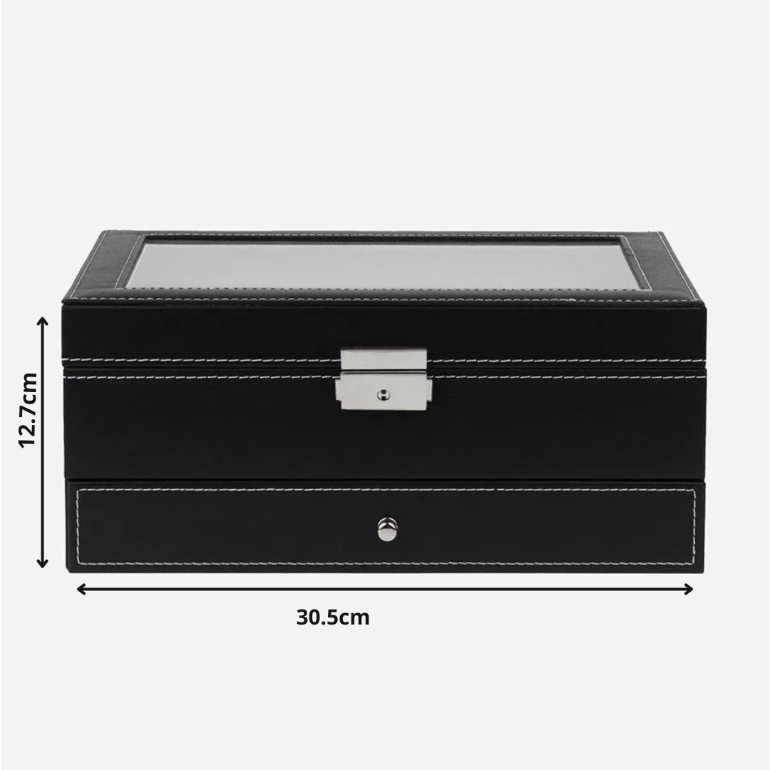 Coffret Montres et Bijoux en Cuir Noir - Luxe et Praticité pour Tous au Maroc