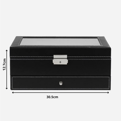 Coffret Montres et Bijoux en Cuir Noir - Luxe et Praticité pour Tous au Maroc