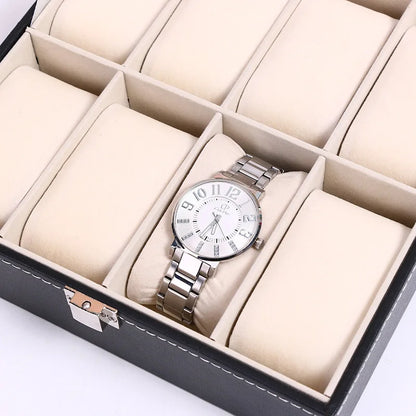 Boîte à Montres en Cuir de Luxe 12-20-24 Emplacements