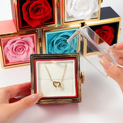 Boîte à Bijoux Rotative rouge – Cadeau Romantique Idéal pour Femme, Mariage & Anniversaires