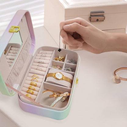 Boîte à bijoux portable en cuir PU Parfaite pour voyage et organisation