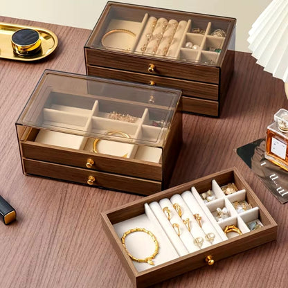 Coffret à Bijoux en Noyer – Rangement Luxe 3 Niveaux