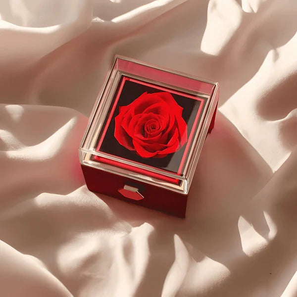 Boîte à Bijoux Rotative rouge – Cadeau Romantique Idéal pour Femme, Mariage & Anniversaires