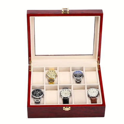 boîte de rangement à montres luxueuse en bois - 10 emplacements