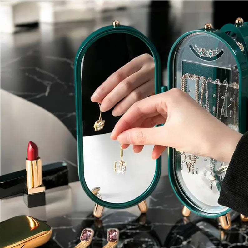 Porte-Bijoux Pliable avec Miroir – Rangement Bijoux Maroc