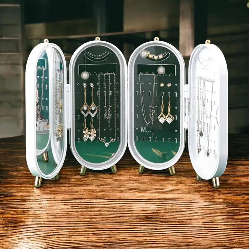 Porte-Bijoux Pliable avec Miroir – Rangement Bijoux Maroc