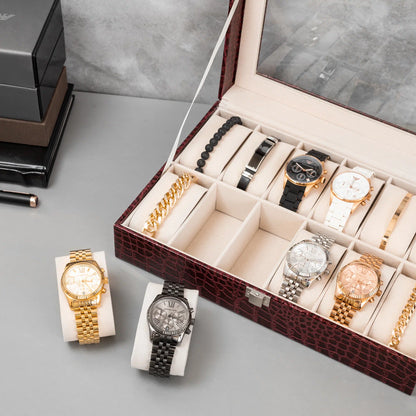 Boîte à Montres Luxe – Simili Cuir Crocodile 12 Emplacements