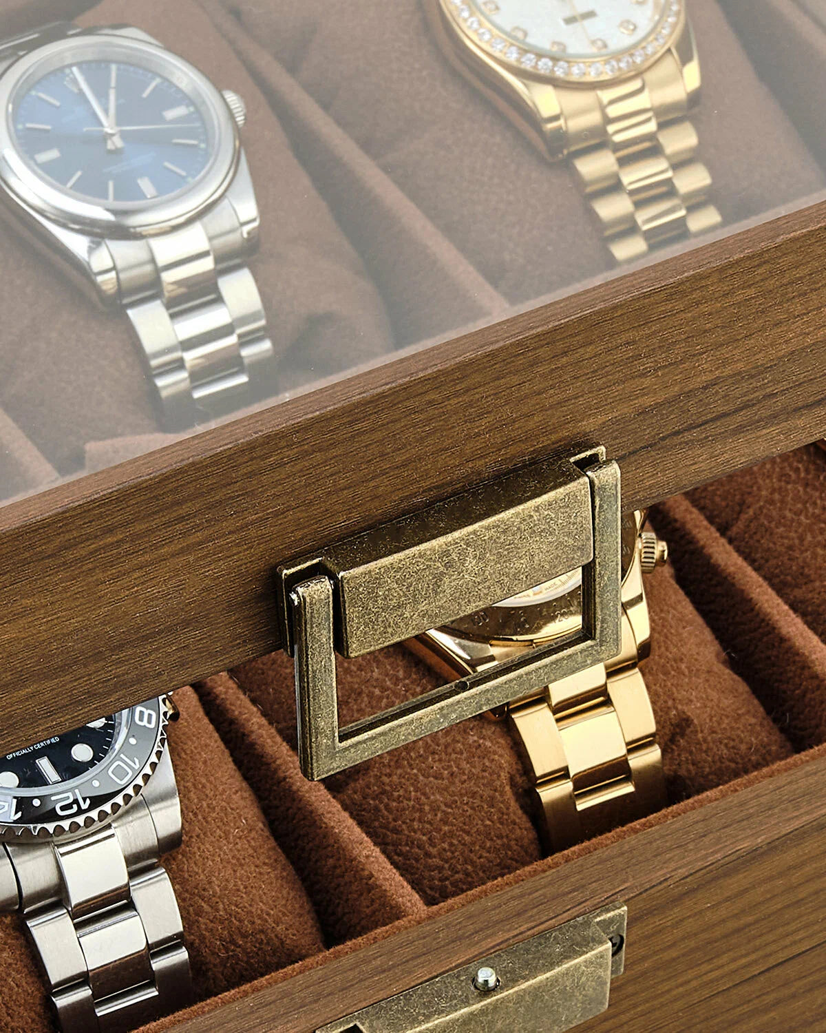 Boîte à Montres en Bois – Capacité 8 Montres – Couvercle en Verre Transparent
