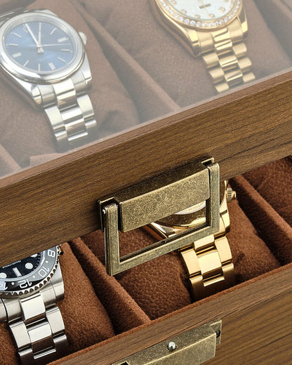 Boîte à Montres en Bois – Capacité 8 Montres – Couvercle en Verre Transparent