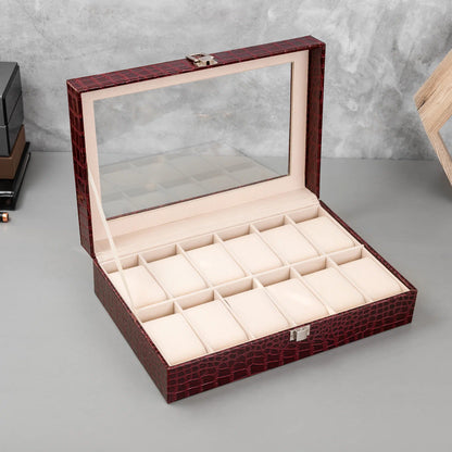 Boîte à Montres Luxe – Simili Cuir Crocodile 12 Emplacements