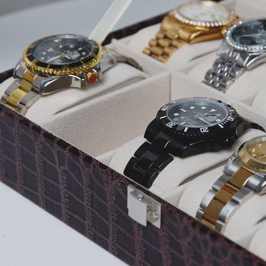 Boîte à Montres Luxe – Simili Cuir Crocodile 12 Emplacements