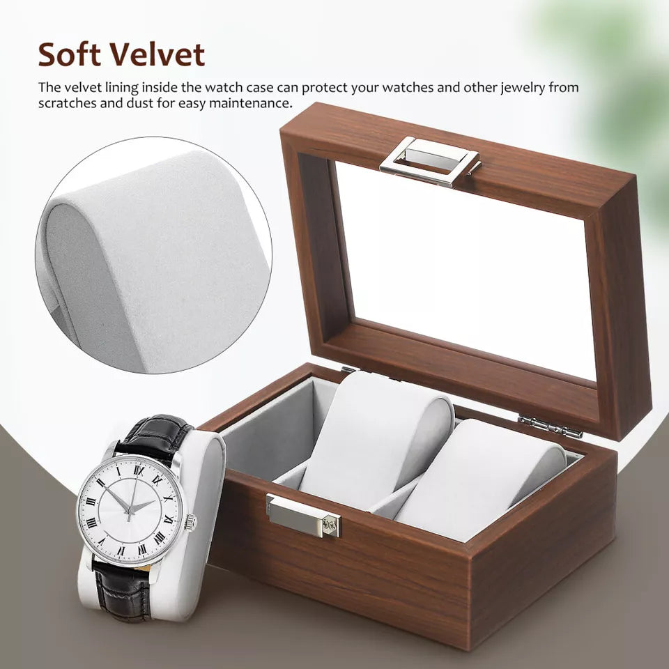 Boîte à montres en bois de luxe avec 3 compartiments haut de gamme