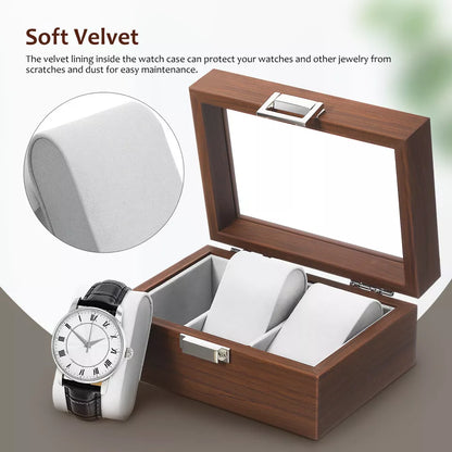 Boîte à montres en bois de luxe avec 3 compartiments haut de gamme